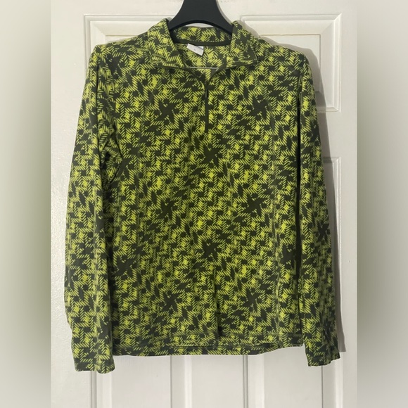 Columbia Women's XL Fleece Yellow Gray  Pullover Jacket 1/4 Zip - Picture 1 of 4